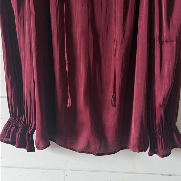 Doe & Rae Burgundy Ruffle Blouse - Picture 4 of 5